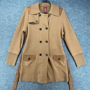 Olsen Europe Jacket Womens 8 Wool Double Breasted Trench Coat Preppy Chic Classy